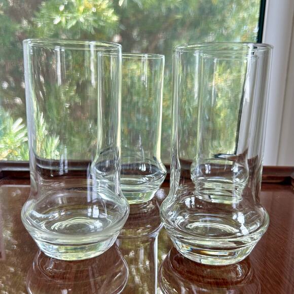 Set of 4 Vintage Clear Glass Tumblers, Mid-Century Modern Barware - Picture 1 of 12